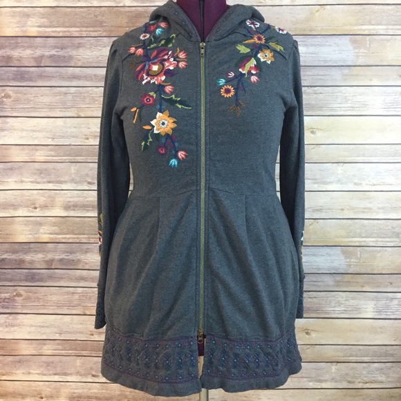 Johnny Was Sweaters - Johnny Was Long Embroidered Hooded Sweater, M/L